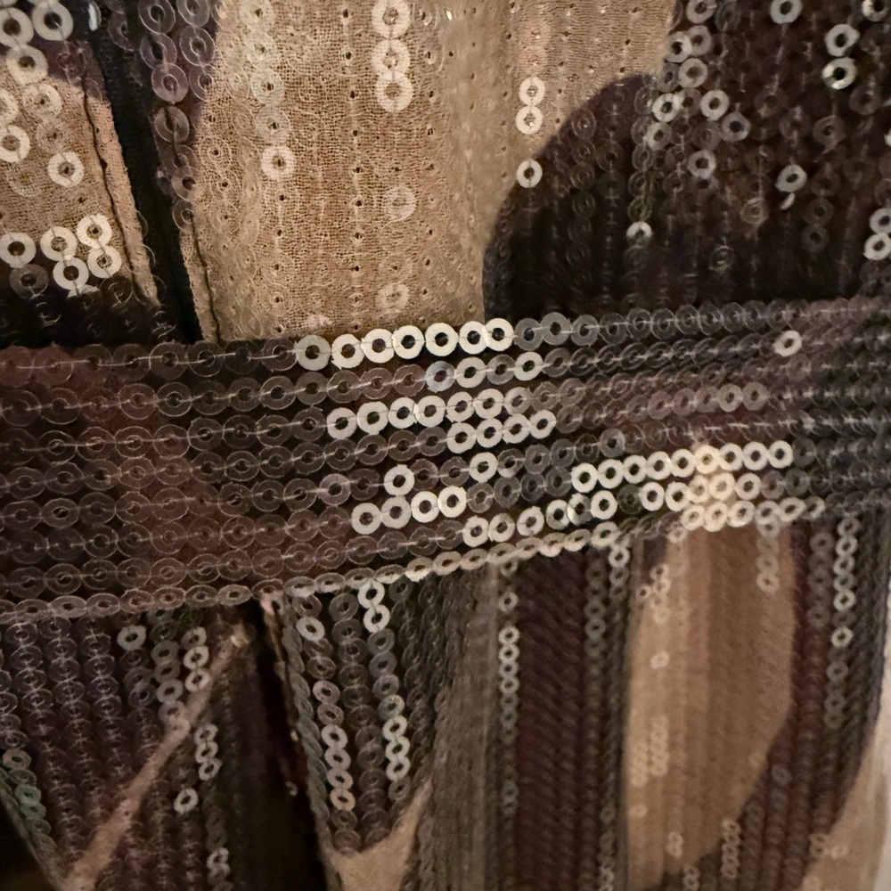 Ted Baker Edennie Black and Tan sequin Abstract Jumpsuit size 2 - Picture 8 of 13